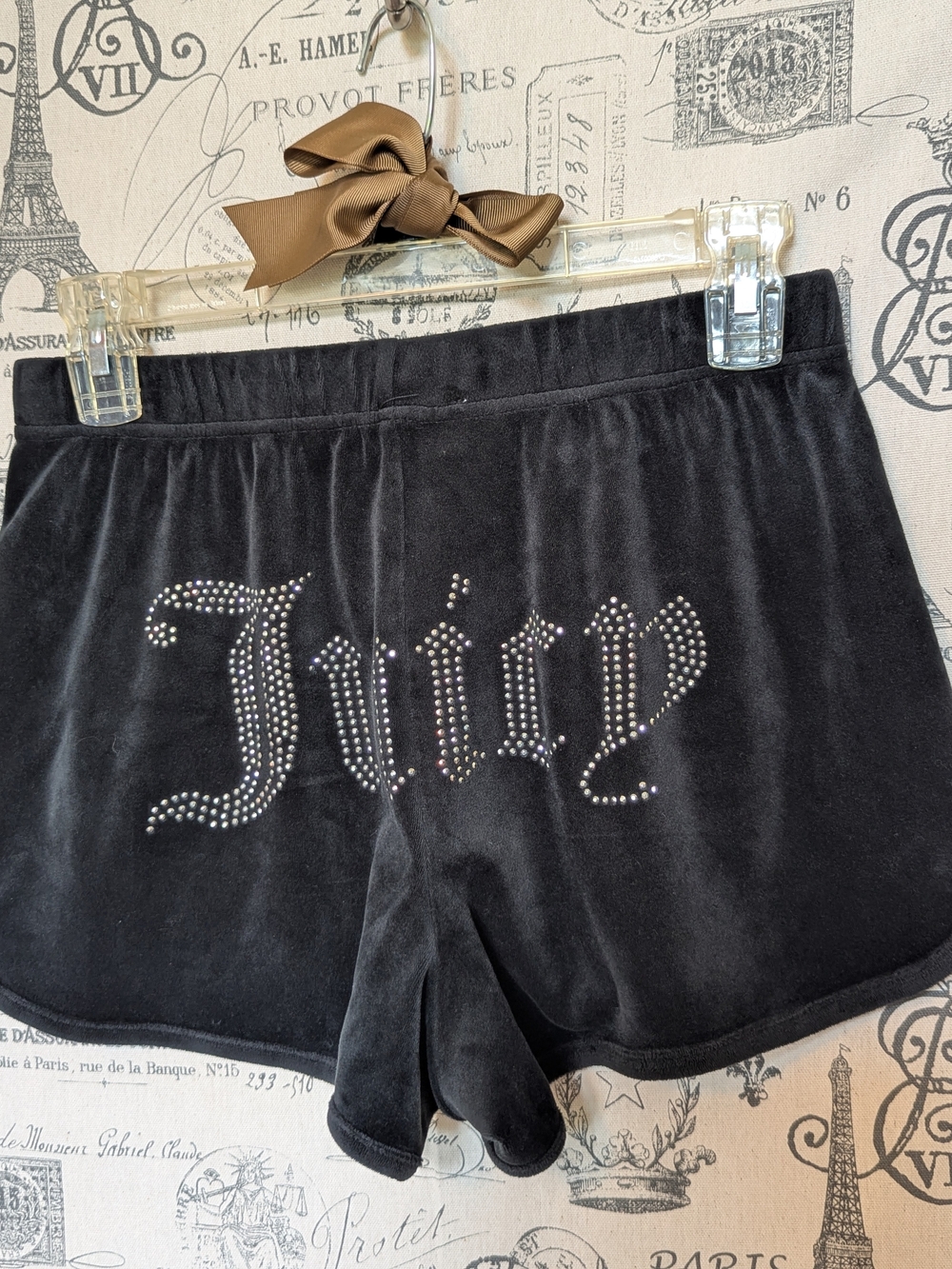 Juicy Couture Black Velour Logo Shorts Size S